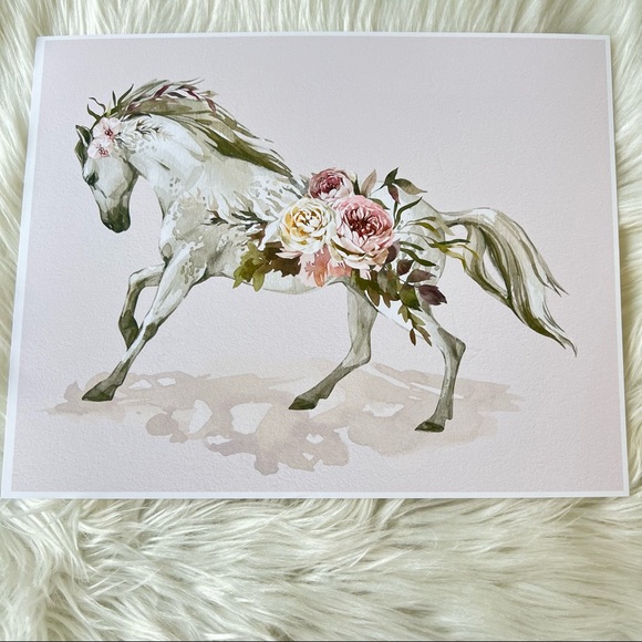 Floral Horse Watercolor Illustration Wall Art Print Poster Unframed - Picture 11 of 16